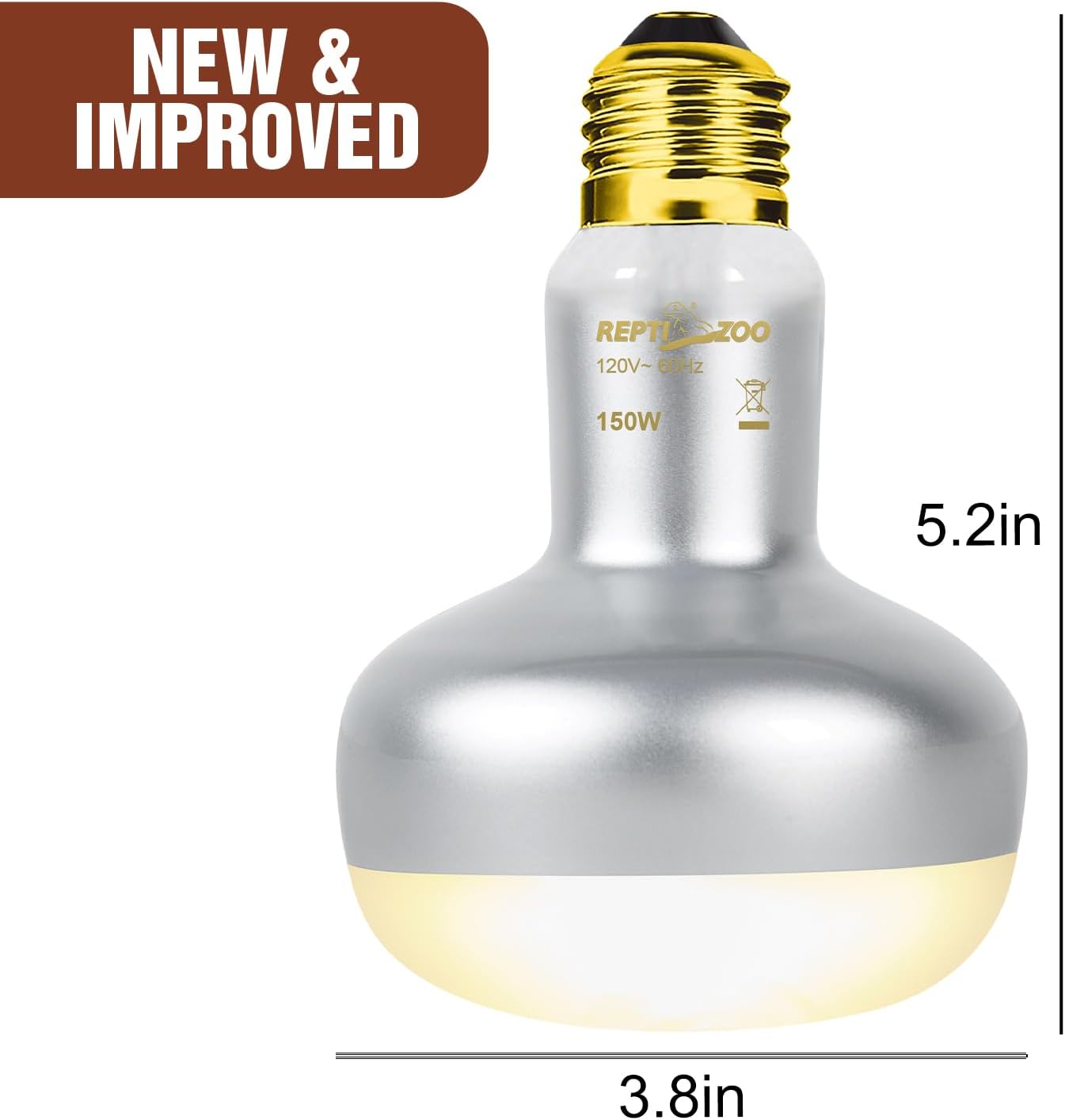 REPTI ZOO 2 Pack Heat Lamp 150W, Intense Basking Spot Simulated Natural Sunlight Heating Lamp Bulb, Heat Emitter UVA Heat Lamp Bulb for Reptile Chickens Pet Brooder