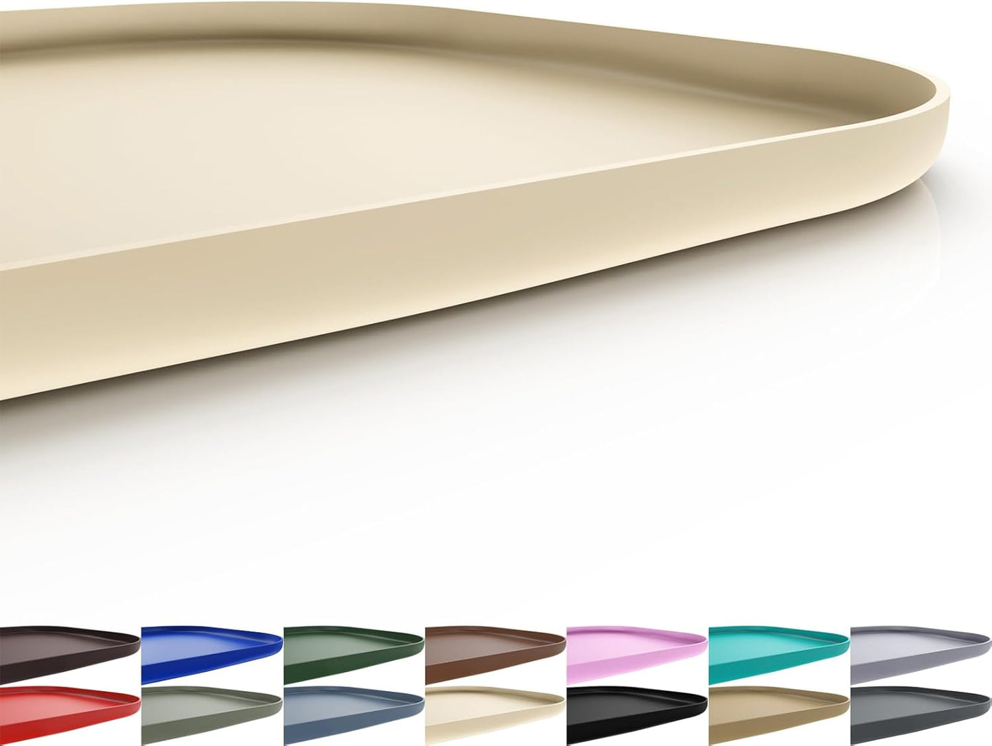 Silicone Pet Feeding Mat with Raised Edge for Food and Water, Dog Bowl Mats, Cat Bowls Placemat with High Lip for Floor Waterproof, Rubber Tray for Cats and Dogs 24 x 16 x0.8 White Sand