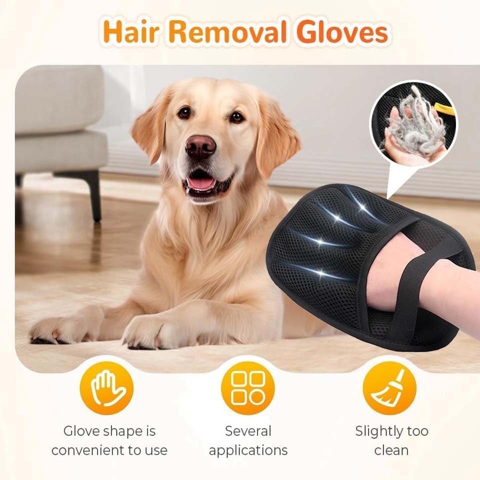 Pet Hair Removal Glove for Cats & Dogs,Electrostatic Gloves Pet Hair,Cat Grooming Gloves for Hair Removal,Reusable Pet Hair Remover Glove for Couch,Furniture,Carpet,Curtain,Clothe (3PCS)
