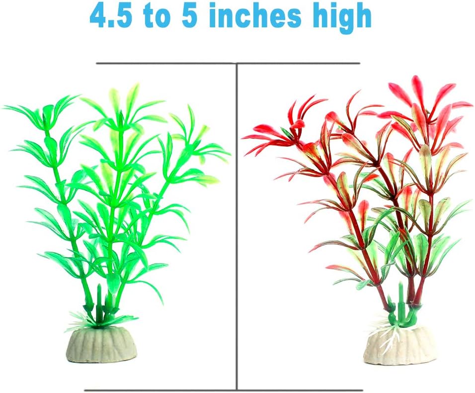 CousDUoBe 12 Pack Artificial Aquarium Plants, Fish Tank Decorations Home Décor（4.5 to 5 inches Tall）