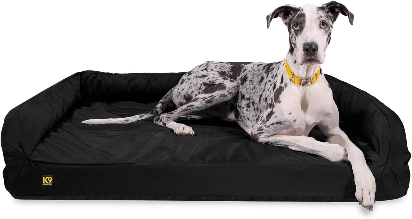 K9 Ballistics Tough Bolster Orthopedic Sofa Dog Bed with Removable Washable Cover - Durable, Water Resistant with Nonskid Bottom - XX-Large, Taupe Premium Finish