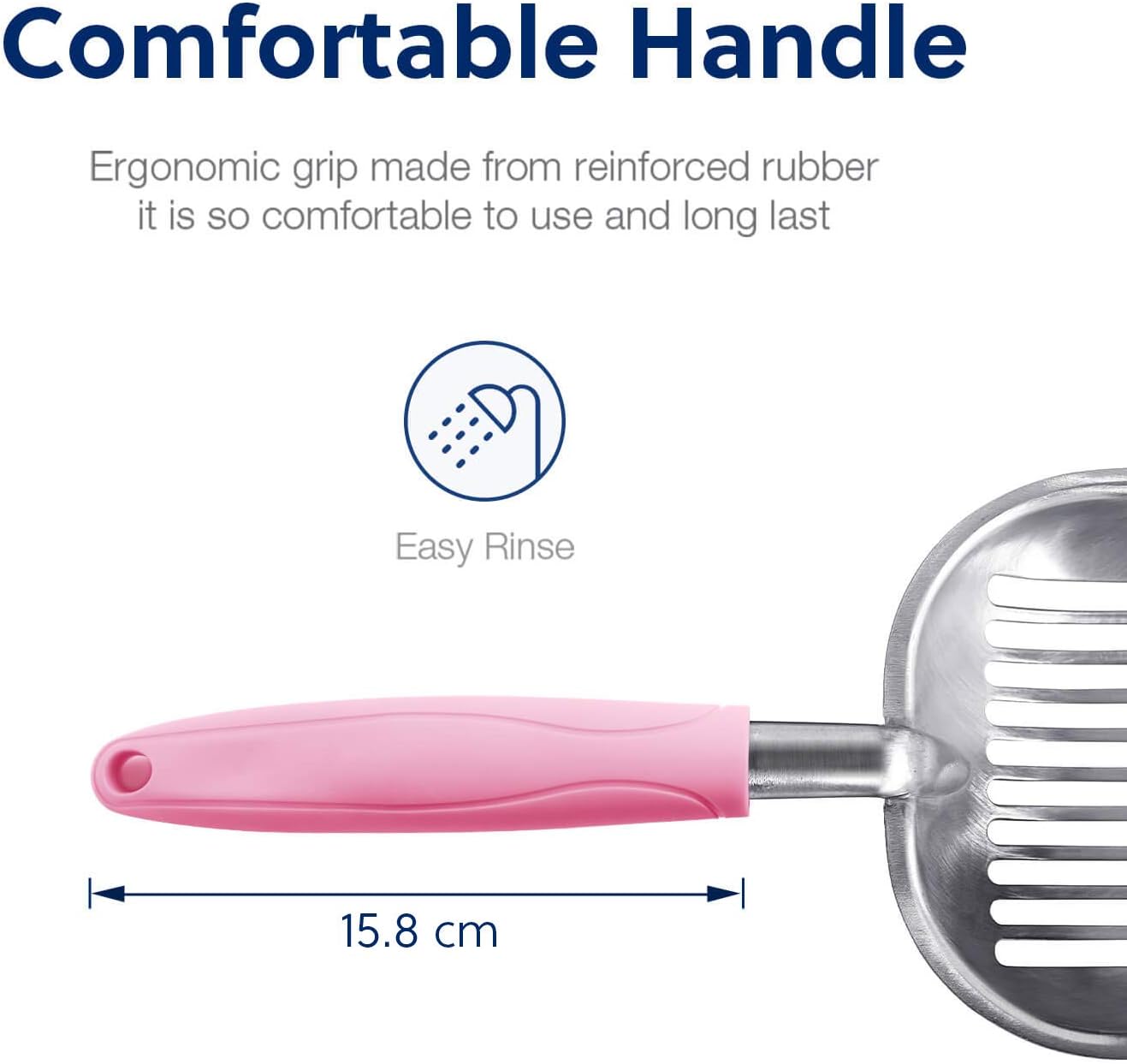 WePet Cat Litter Scoop, Aluminum Alloy Sifter, Kitty Metal Scooper, Deep Shovel, Long Handle, Poop Sifting, Kitten Pooper Lifter, Durable, Heavy Duty, for Litter Box