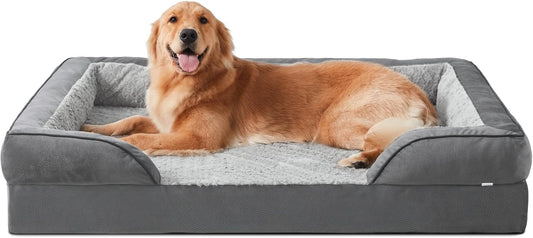 INVENHO Orthopedic Dog Beds Large Sized, XL Washable Dog Sofa with Egg-Crate Foam, Waterproof Lining and Non-Skid Bottom