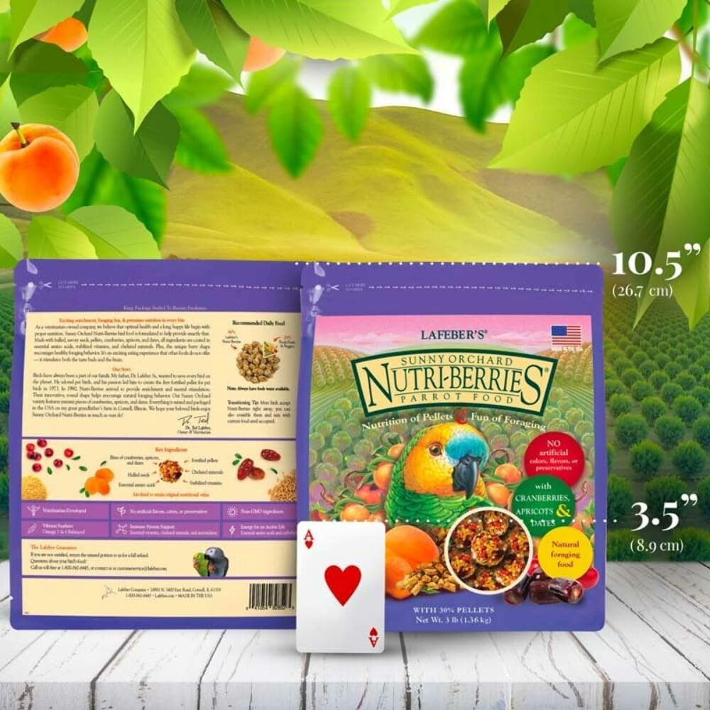 LAFEBER'S Sunny Orchard Nutri-Berries Pet Bird Food, Made with Non-GMO and Human-Grade Ingredients, for Parrots, 3 lb
