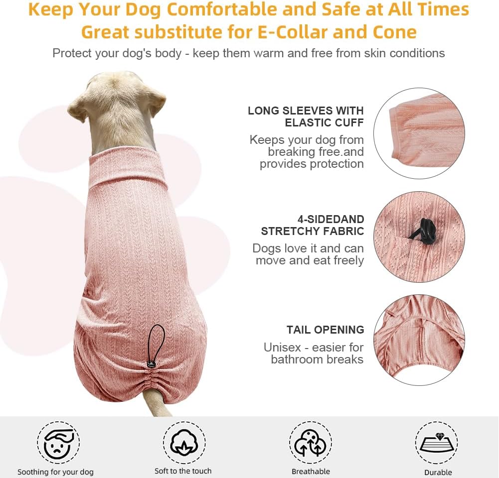 Dog Pyjamas PJS Sweater Clothing and Loungewear Suitable for Large to Giant Breeds of Dogs, Neutering Suits, Extra-Large Stretch Fabric, Four-Legged Dogs Clothes (Sweater Pink, 6XL)