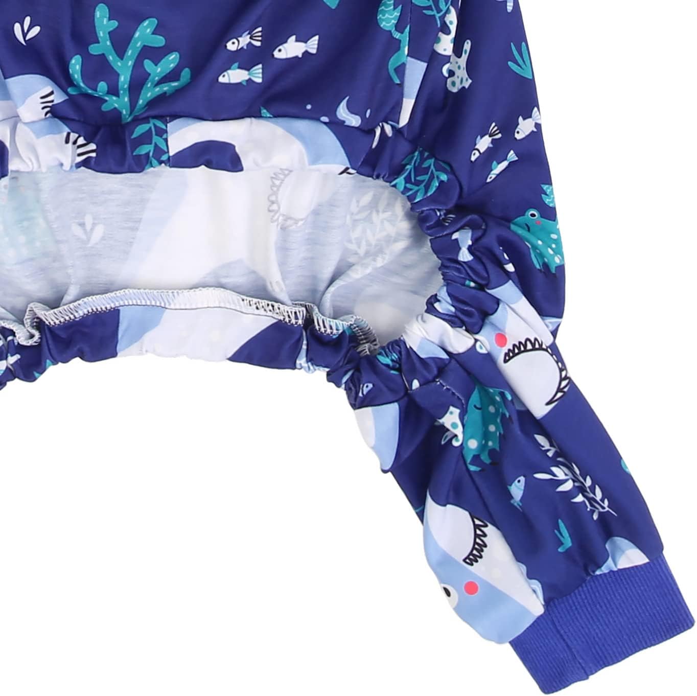 HDE Dog Pajamas One Piece Jammies Jumpsuit Pet Clothes Outfit Stretchy Lightweight Comfy Shirt Pjs for M-3XL Dogs Sharks - XL