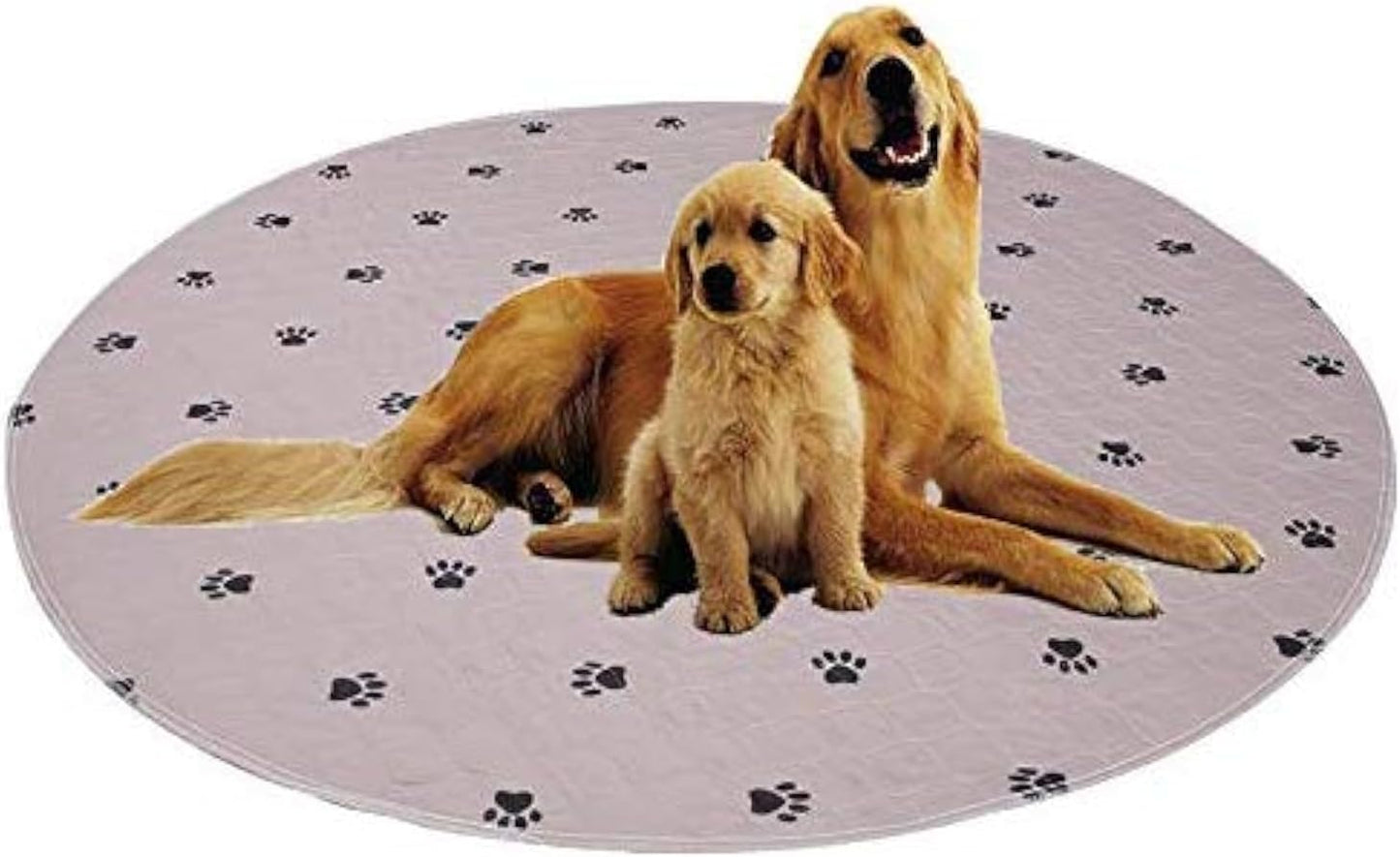 SincoPet Washable Dog Pee Pads with Puppy Grooming Gloves,Puppy Pads,Reusable Pet Training Pads,Large ,Waterproof Pet Pads for Dog Bed Mat,Super Absorbing Whelping Pads,48 Round Inch (Pack of 2)