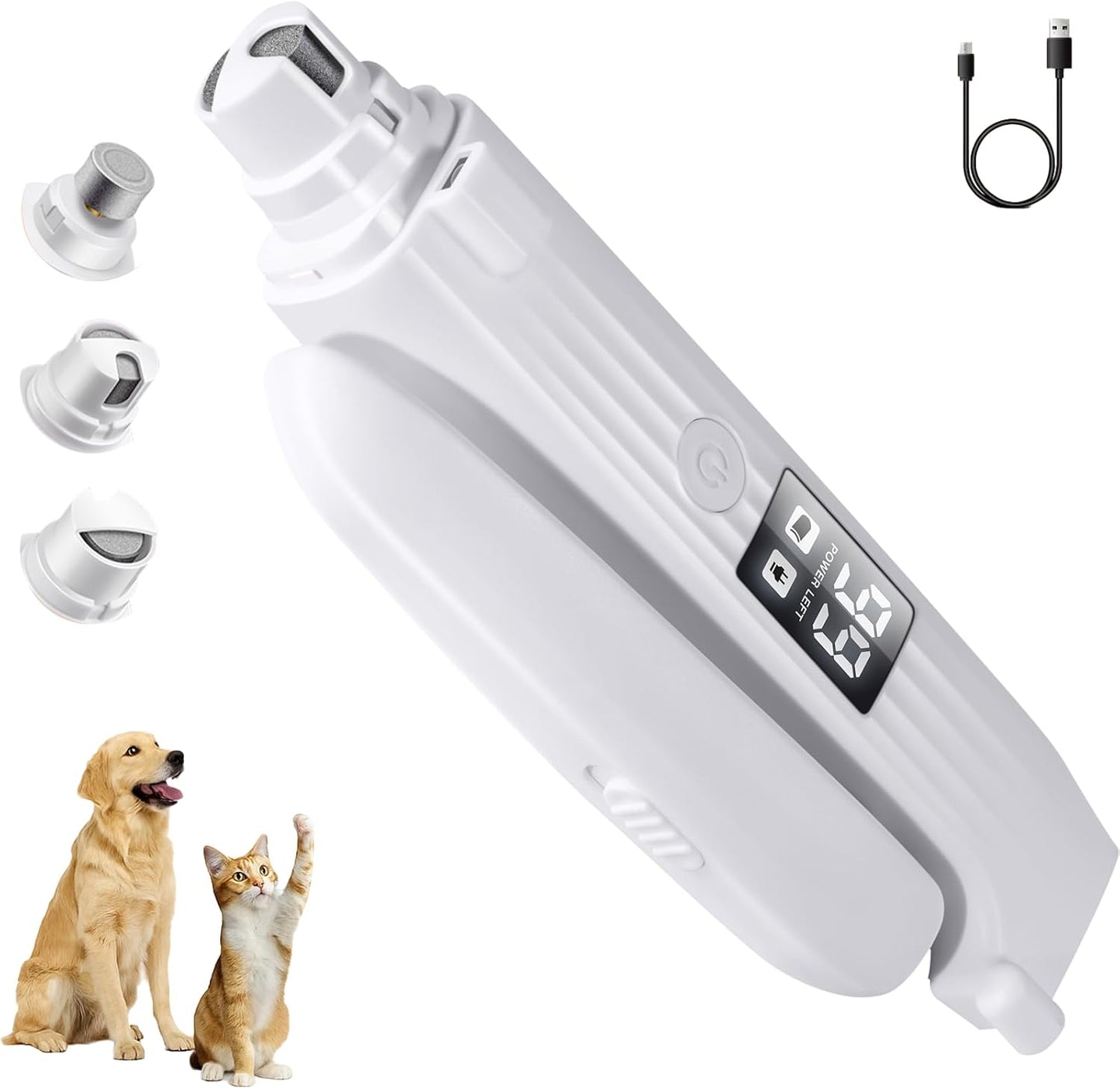 2-in-1 Dog Nail Clippers & Cat Nail Clippers Trimmers for Large Medium Small Dogs Cats Claw Trimmer Very Quiet and Low Vibration Electric Dog Nail Grinder with 2 LED Lights Pet Nail File Safe Painless