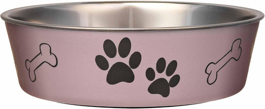Loving Pets Bella Dog Bowls- Stainless Steel Dog & Cat Bowls - Spill Proof Dog Food Bowl, Cat Bowl, Puppy Essentials & Pet Supplies Great for Home & Travel (Medium 20-25 lbs, Grape)