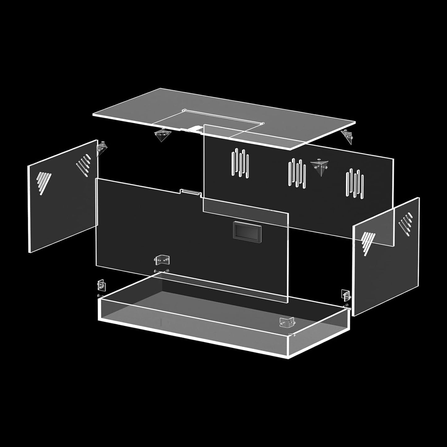 Acrylic Tarantula Enclosure, Reptile Terrarium Breeding Tank w/Temperature Hygrometer,Habitat Reptiles Feeding Box Isopod Terrarium Cage for Insect Lizard Home Office (Reptile-Tank-L(Tray))