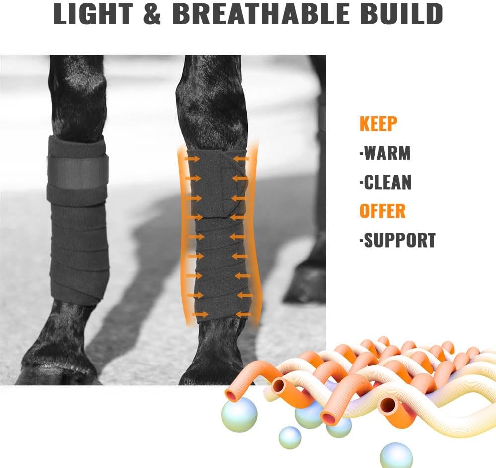 Horse Polo Leg Wraps Soft Fleece Wraps Equestrian Leg Bandage 4-Pack (Full(10ft), Yellow)