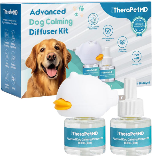 Therapet MD Dog Calming Diffuser - Pheromone Diffuser for Dogs Indoor Behavior Support, Anxiety Aid, 60 Day Long Lasting Refill Kit, Natural Formula