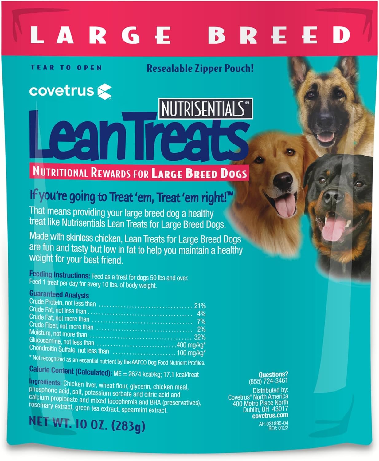 Covetrus Nutrisential Lean Treats for Large Dogs - Soft Dog Treats for Large Dogs - Nutritional Low Fat Bite Size - Chicken Flavor - 10oz