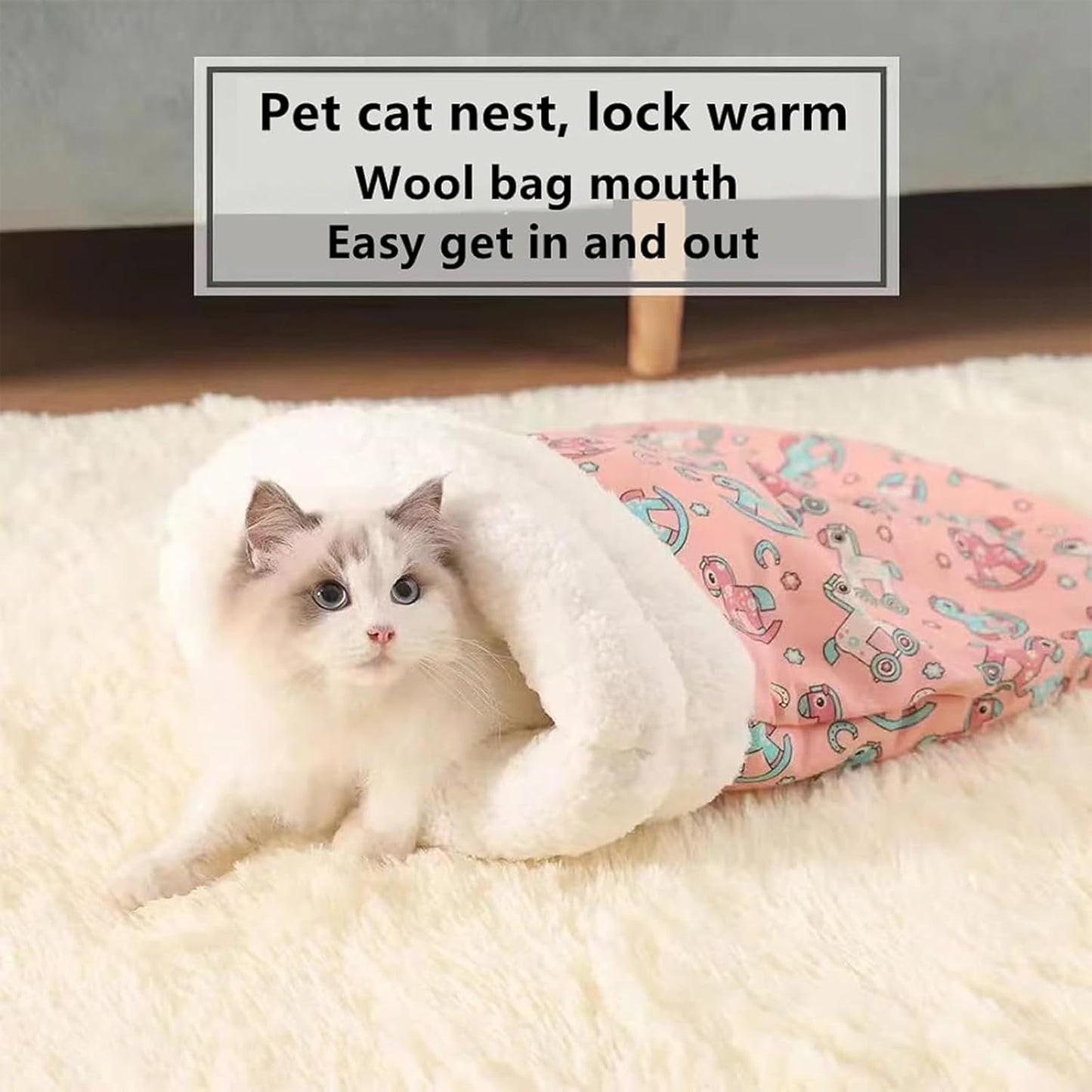 Cat Sleeping Bag for Indoor Cats,Sleeping Bag for Cats,Cozy Cat Winter Sleeping Bag,Warm Cat Sleeping Bag,Soft Fluffy Washable Cat Bed Cave,Cat Blankets for Indoor Cats (I)