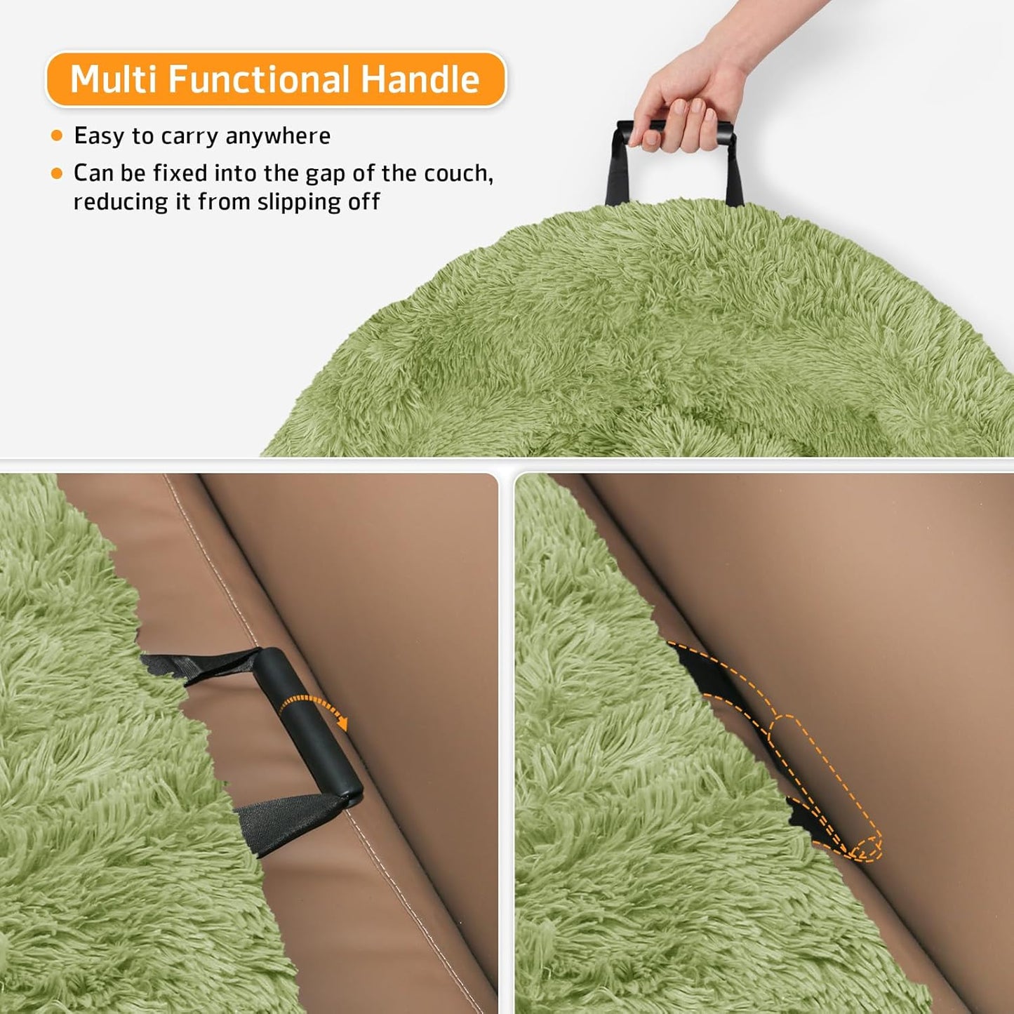 GGIB Calming Dog Bed Fluffy Plush Dog Mat for Furniture Protector with Removable Washable Cover for Large Medium Small Dogs and Cats (Extra Large (53x39.3x6), Grass Green)