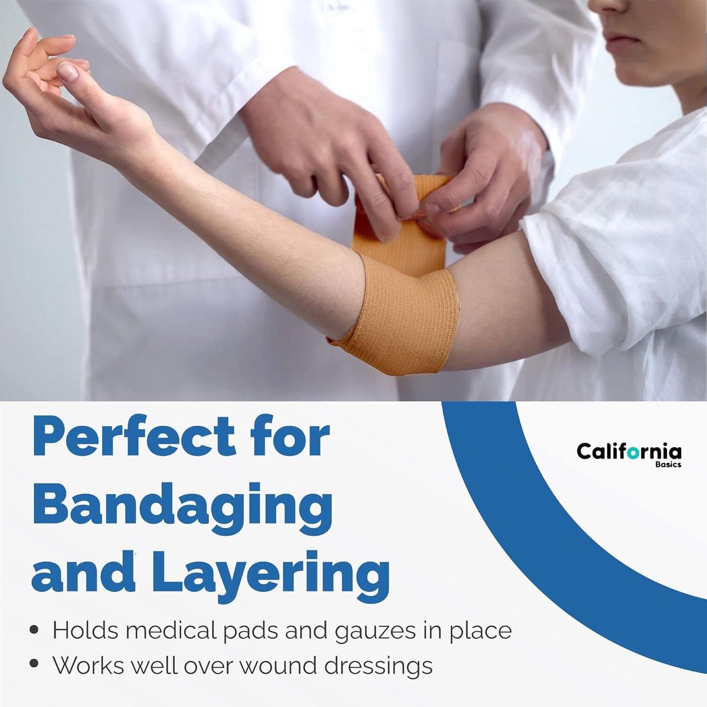 California Basics - 8 Pack - Self Adhesive Bandage Wraps - 3 Inch by 5 Yards Non Woven Self Adhesive Bandage Wrap, Brown Athletic Tape for Wrist, Hand & Ankle Wrap, Premium-Grade Medical Bandage Tape