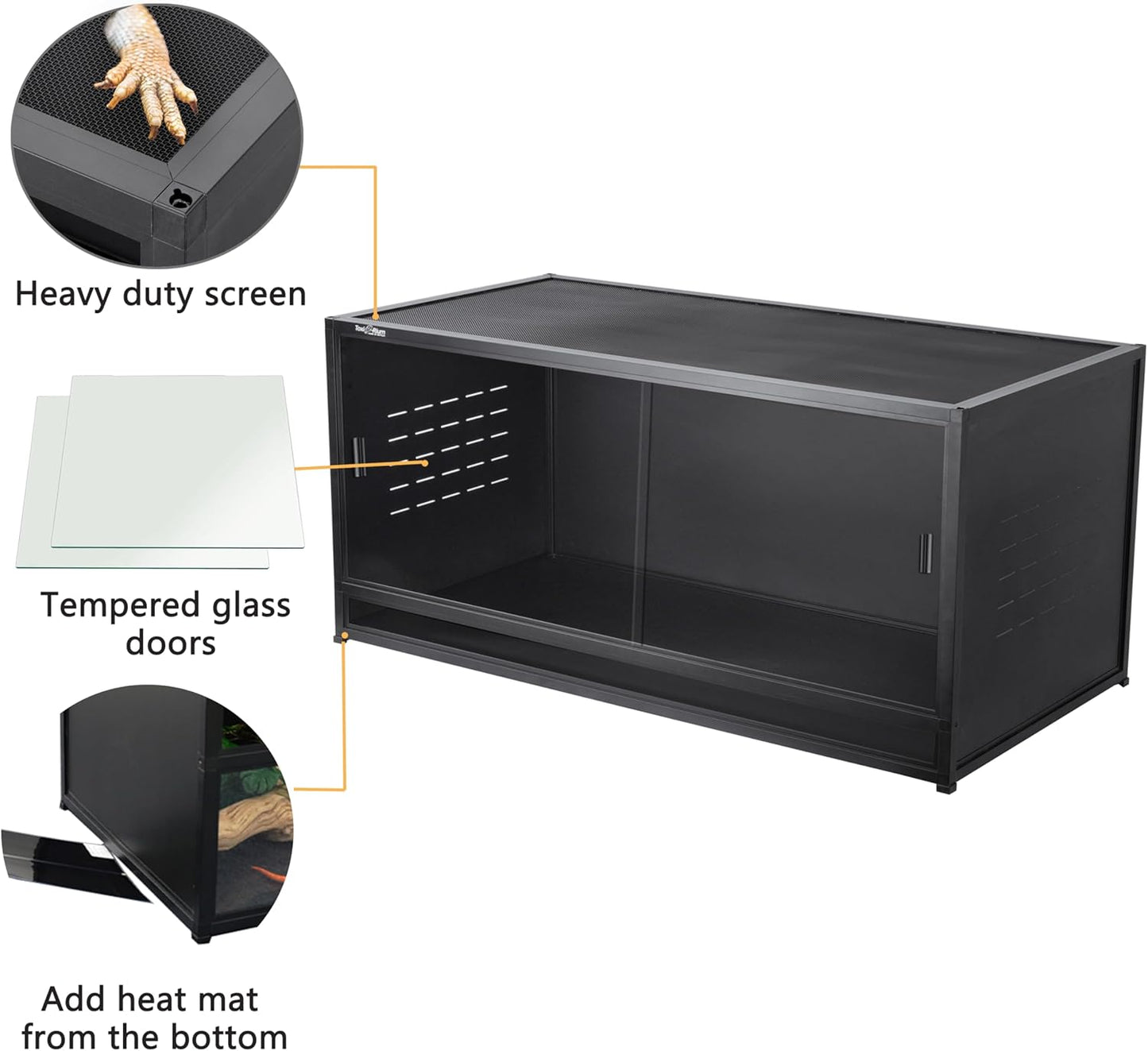 Reptile Enclosure 4 Packs, 48"x24"x24" Stackable Space Efficient Reptile Tank for Bearded Dragon and Ball Python, Expandable Snake Terrarium with Front Opening Tempered Glass Door