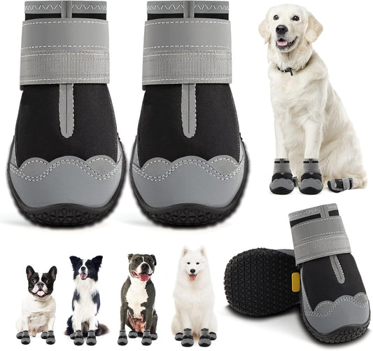 Dog Shoes for Small Dogs, Dog Boots & Paw Protectors for Hardwood Floors, Outdoor Dog Booties for Hot Pavement Winter Snow Hiking, Waterproof Dog Shoes with Reflective Strips Size 2