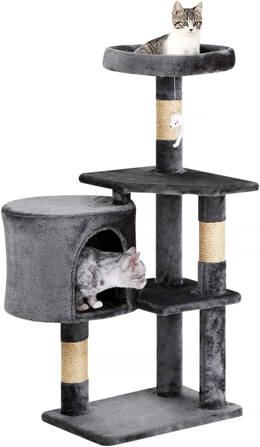 BestPet Cat Tree 36 inch Tall Scratching Toy Activity Centre Cat Tower Cat Condo Multi-Level Furniture Scratching Posts for Indoor Cats,Light Gray