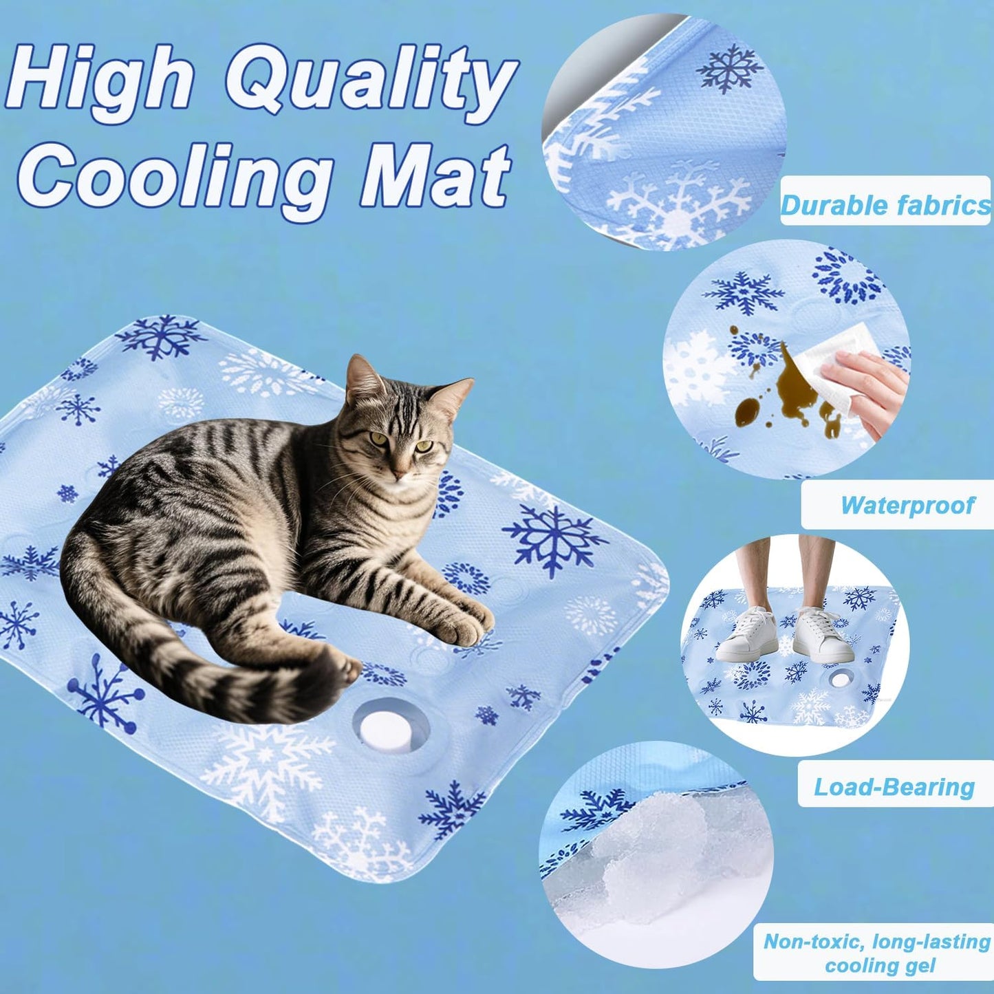 Dog Cooling Mat, Cooling Mat for Dogs & Cat, Provides Instant Relief for Small, Medium, Large Dogs, Washable, Non-Slip Design, Perfect for Hot Summer Days to Keep Pets Comfortable (L 23.6''*35.4'')