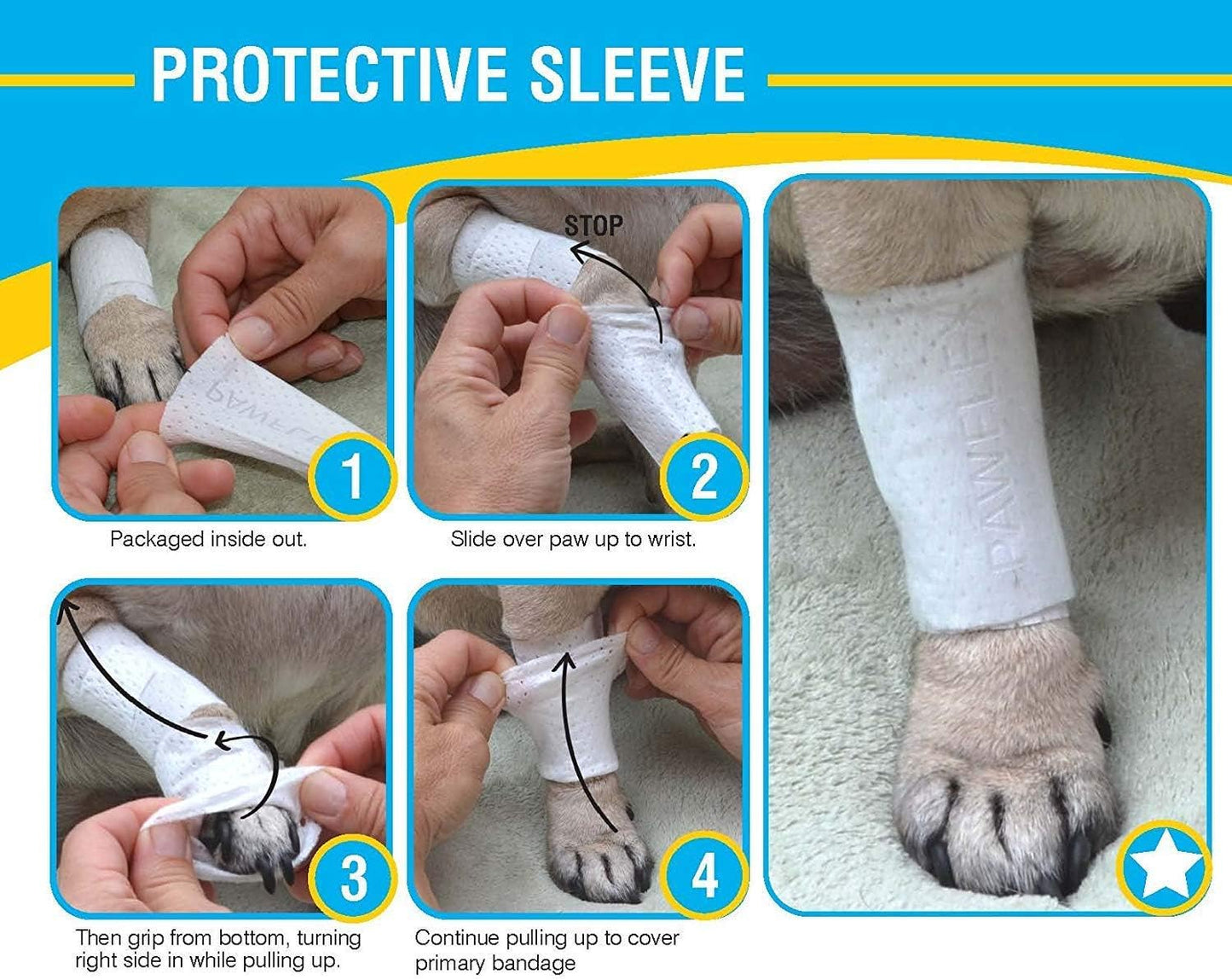 Protective Sleeve Tubular Cover - Bandages - for Dogs Cats and Other Pets First Aid Wound Care Comfortable Non-Adhesive Breathable & Water Resistant 18 Strips (yields 36-54 Covers)-(X-Small)