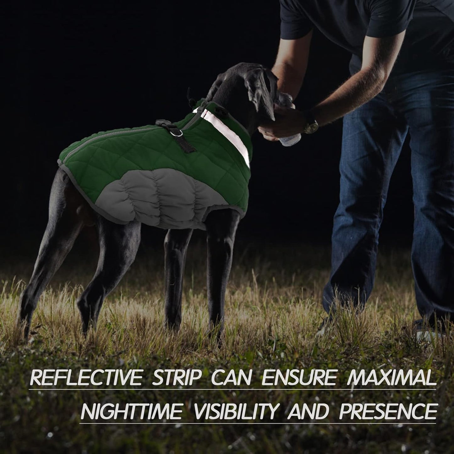 FUAMEY Dog Coat for Small Dogs,Waterproof Dog Winter Jacket with Harness Built in Puppy Cold Weather Coats Reflective Pet Vest with Zipper Warm Fleece Dogs Snowsuit Windproof Green XS