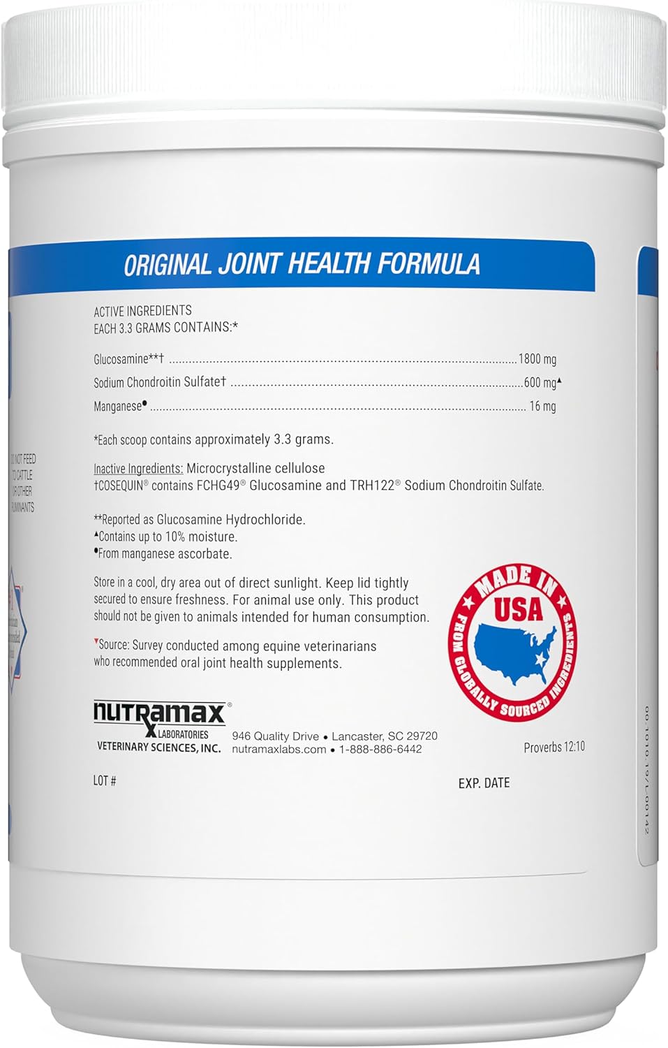 Nutramax Cosequin Original Joint Health Supplement for Horses - Powder with Glucosamine and Chondroitin, 700 Grams