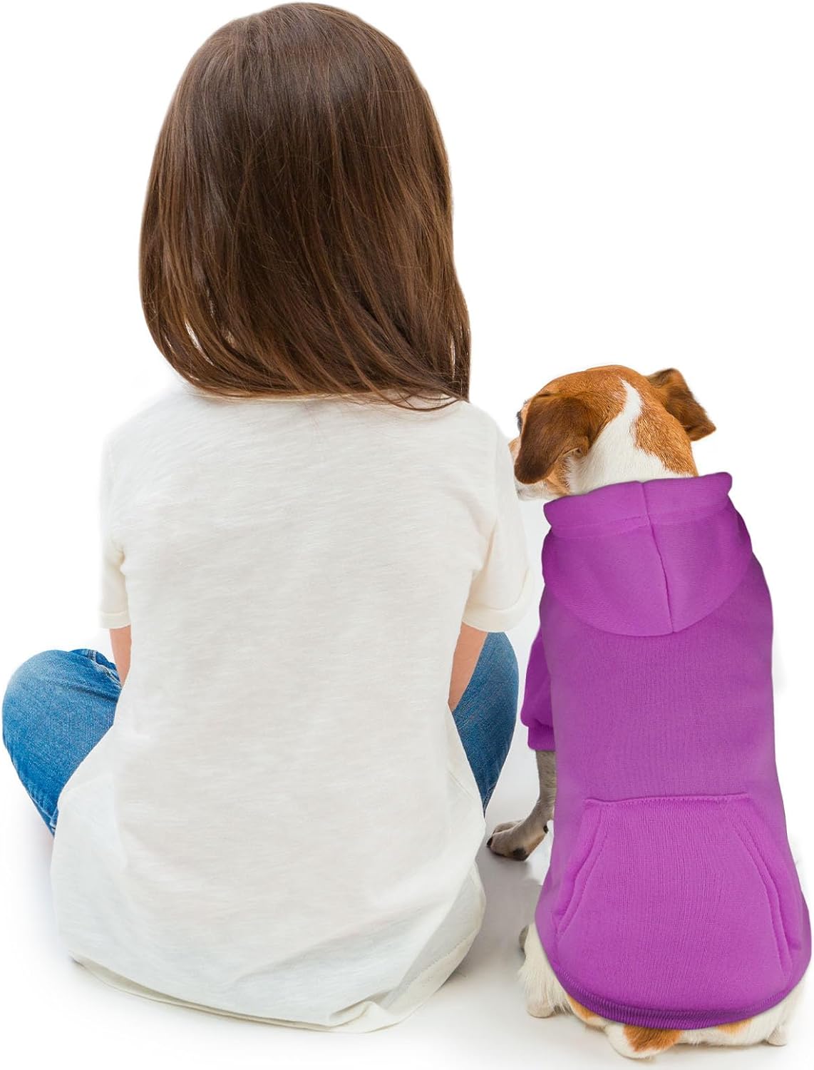 Dog Sweaters for Small Dogs Dog Hoodie Solid Soft Brushed Fleece Clothes Hoodie Sweatshirt with Pocket(Purple-S)