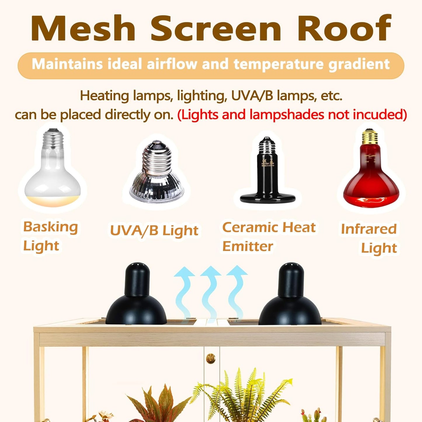 Prolee Reptile Terrarium Tank Up to 78 Gallon, Lizard Tank Bearded Dragon Tank with Metal Mesh Roof Door, Snake Tank with Lock Design (Oak, 27 Gallon Volume, 24 Inch Length)