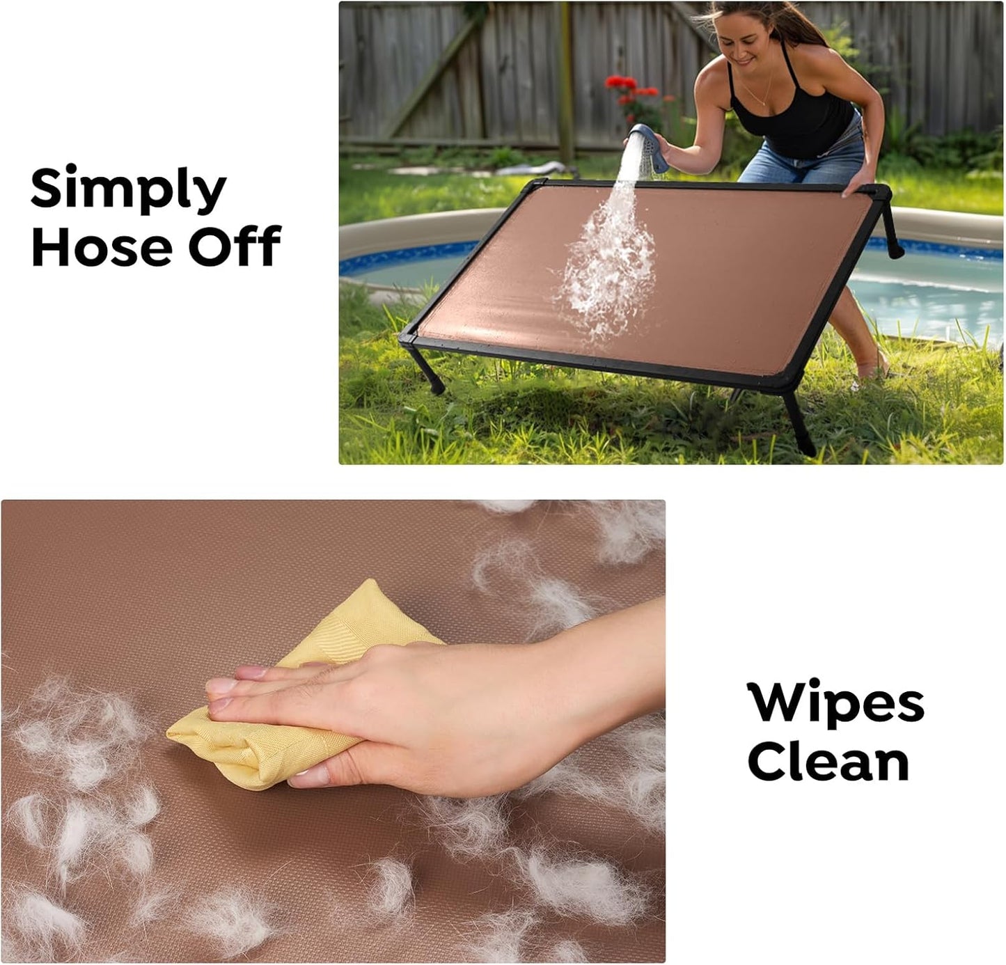 Veehoo Chew-Proof Elevated Dog Bed, Durable Training Platform for Large Dogs, Indoor/Outdoor Raised Pet Cot, Brown, 41x27inches, Model CWC2420CP