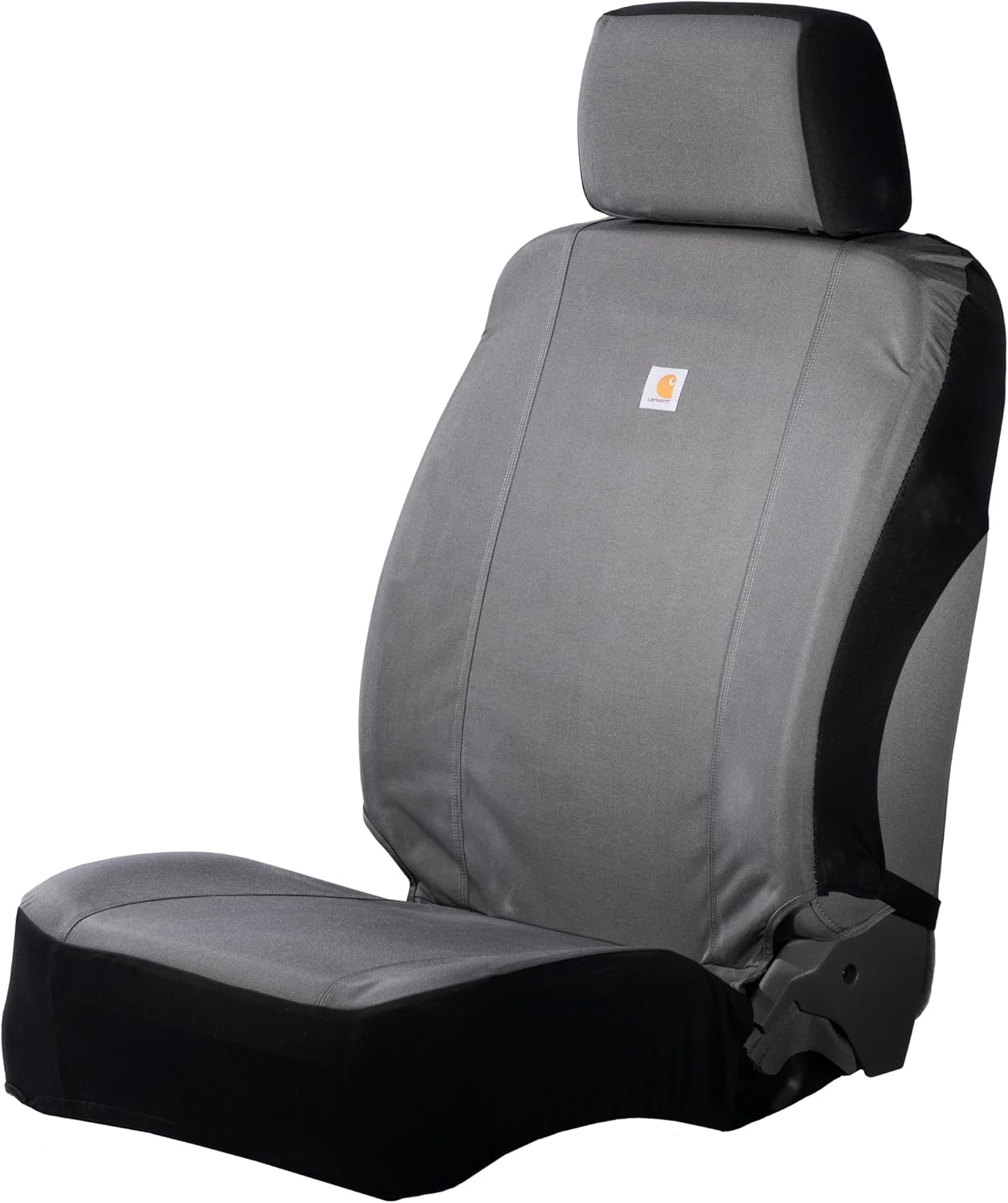 Carhartt Universal Nylon Duck Canvas Fitted Bucket Seat Cover, Durable Seat Protection with Rain Defender, Single, Gravel