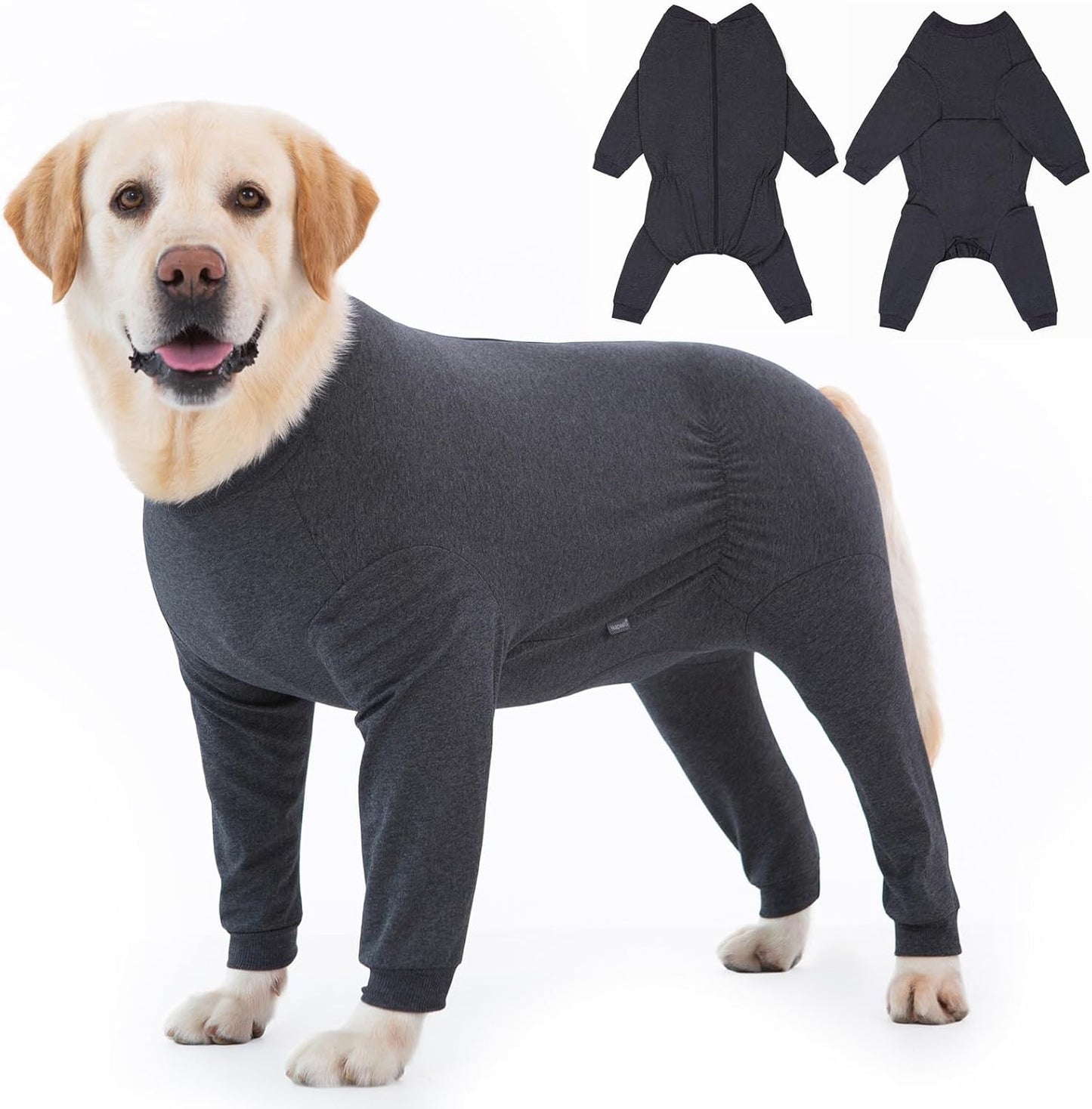 Yeapeeto Dog Onesie Surgery Recovery Suit for Large Medium Bodysuit Dogs Pajamas PJS Full Body for Shedding, Prevent Licking, Wound Protection, Cone Alternative(6XL,Dark Grey)