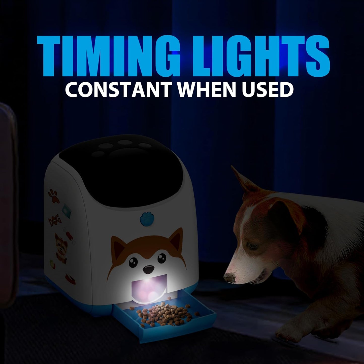 Dog Puzzle Feeder Toy, Automatic Dogs Treat Dispenser,Interactive IQ Training, Dog Slow Feeder,Remote Button Treat Dispenser,All Breeds,Large Capacity with Light (Blue)