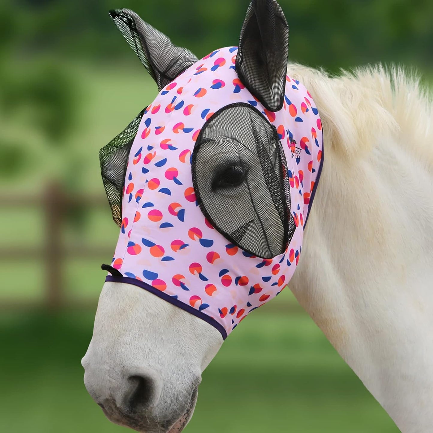 Harrison Howard Super Comfort Stretchy Fly Mask Large Eye Space with UV Protection Soft on Skin with Breathability Weaving Dots M