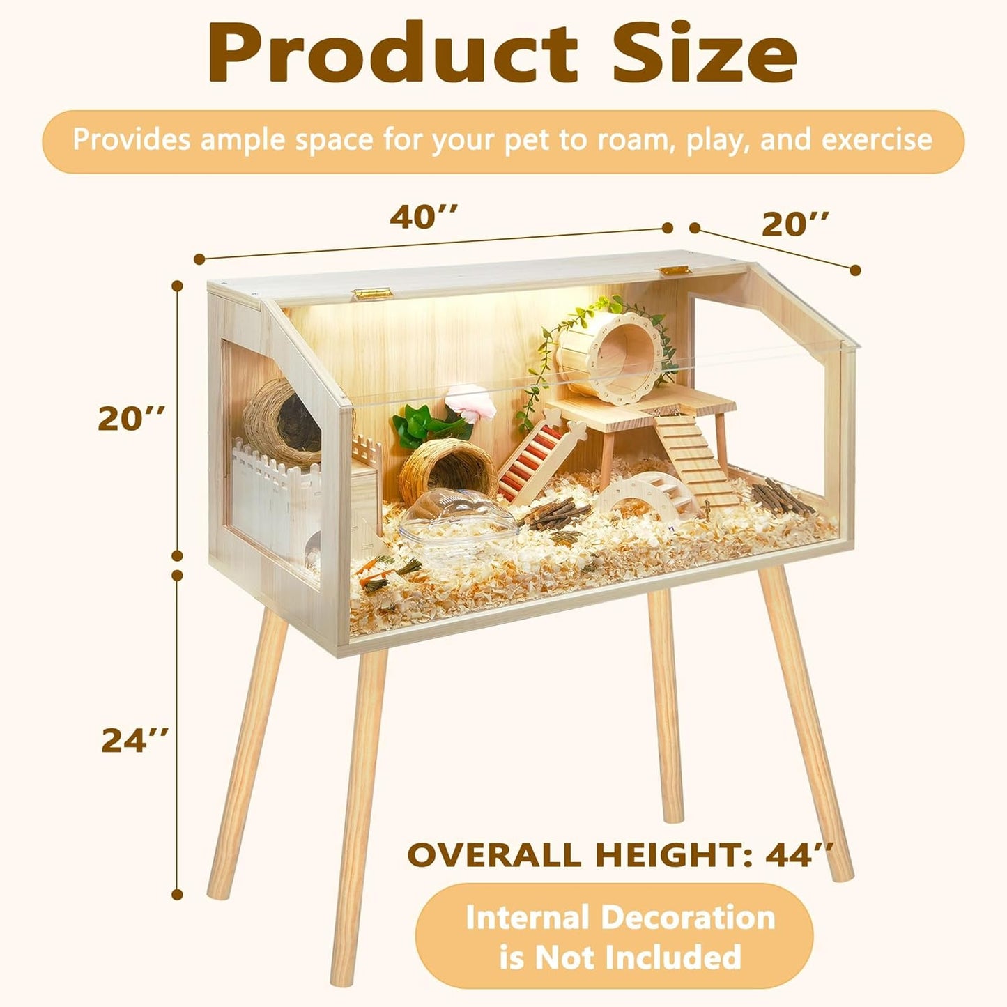 Prolee Hamster Cage with Legs, Guinea Pig Cages Chew Proof, Hamster House, Hamster Cages and Habitats with Lockable Design, 32" L x 16" W x 40" H