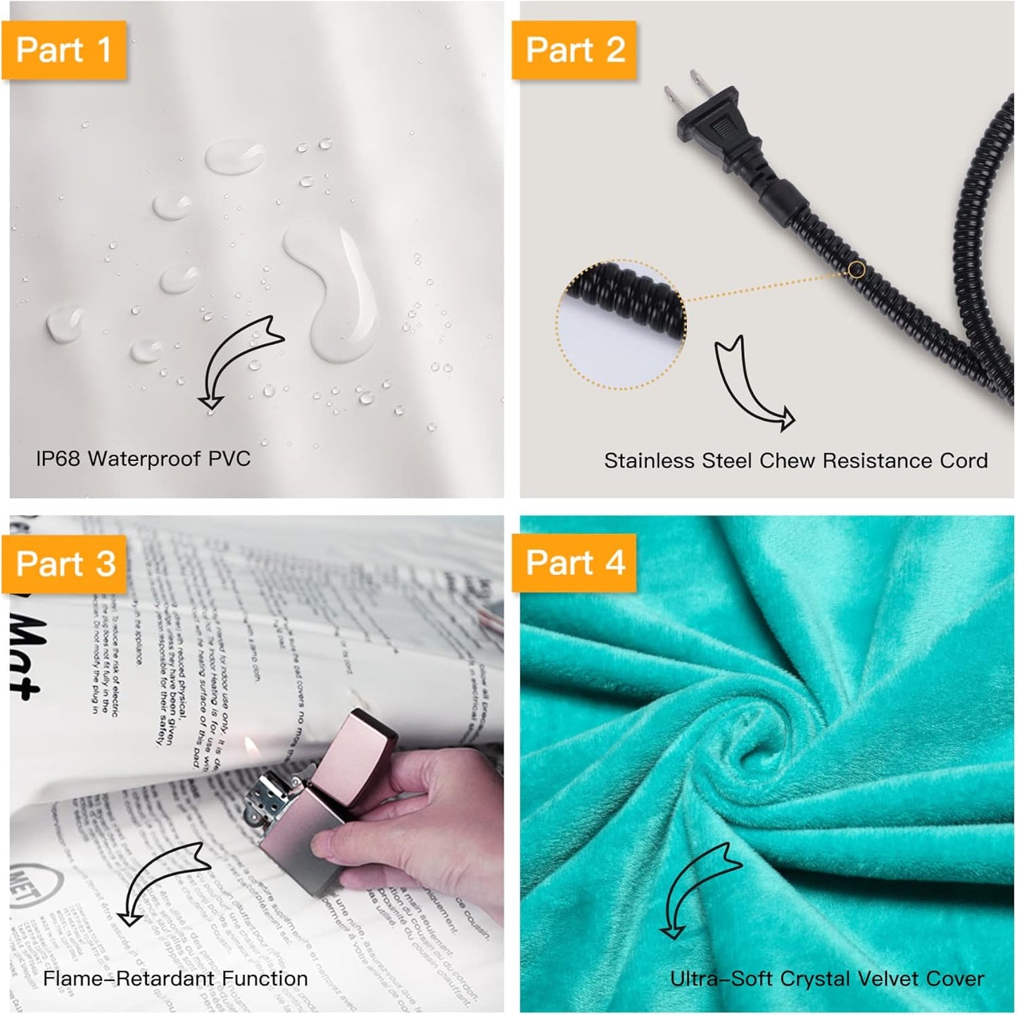 Toozey Large Pet Heating Pad, 6 Adjustable Temperature Dog Cat Heating Pad with Timer, Waterproof Heated Dog Bed with Chew Resistant Cord, Indoor Electric Pet Heated Mat 35x24in