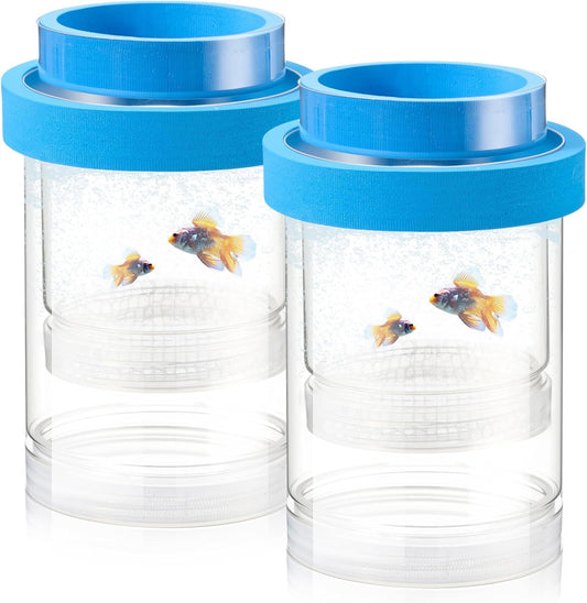 2 Pcs Breeder Box for Fish Tank Aquarium Breeder Separation Net Breeding Box with Suction Cup for Small Fish Shrimp Clownfish Guppy