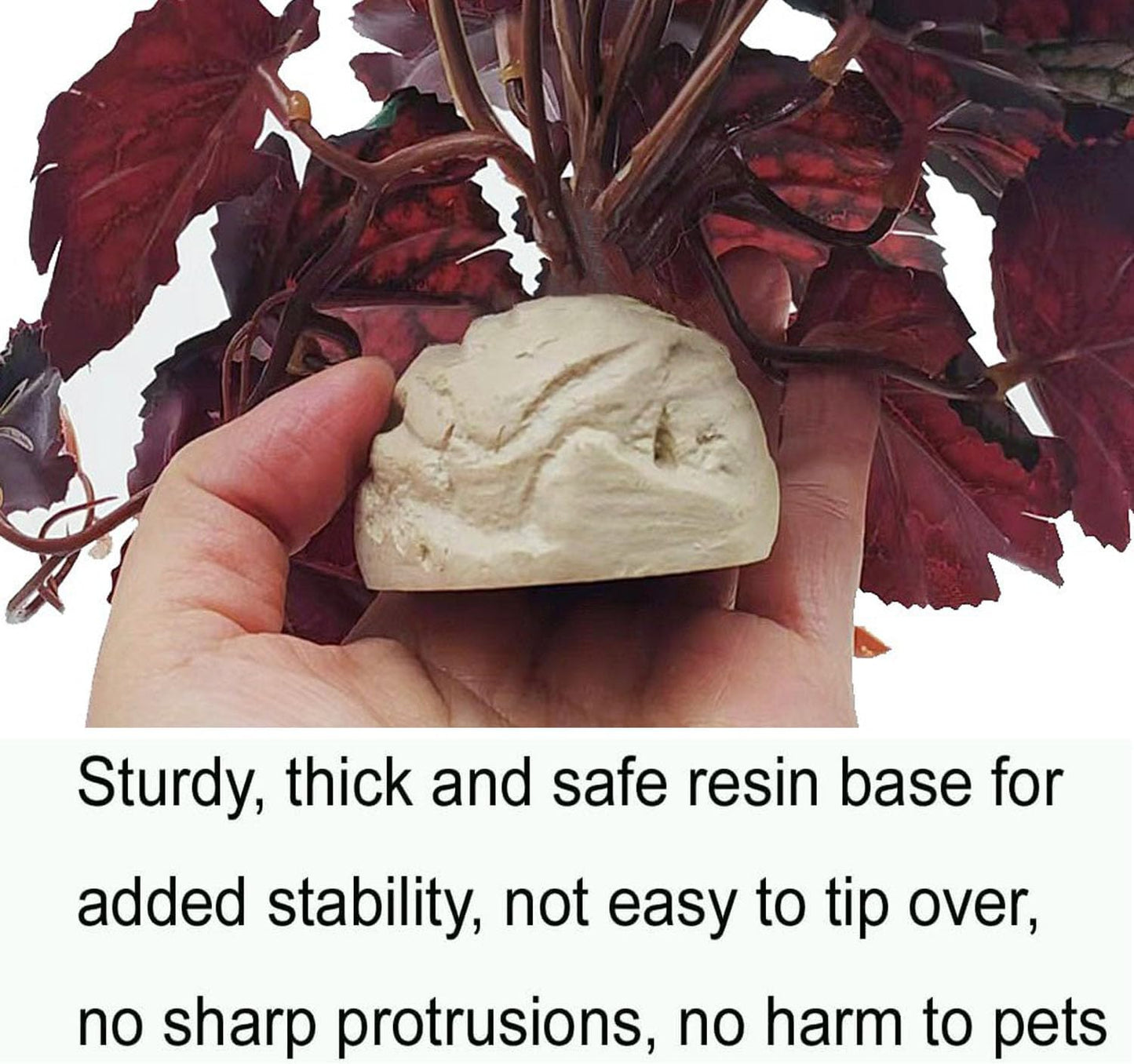 Reptile Plants for Terrarium Decor,Amphibian Habitat Decor,Artificial Plants for Gecko Chameleon Snake Tortoise Tank Accessories with Base (red Watermelon peperomia)