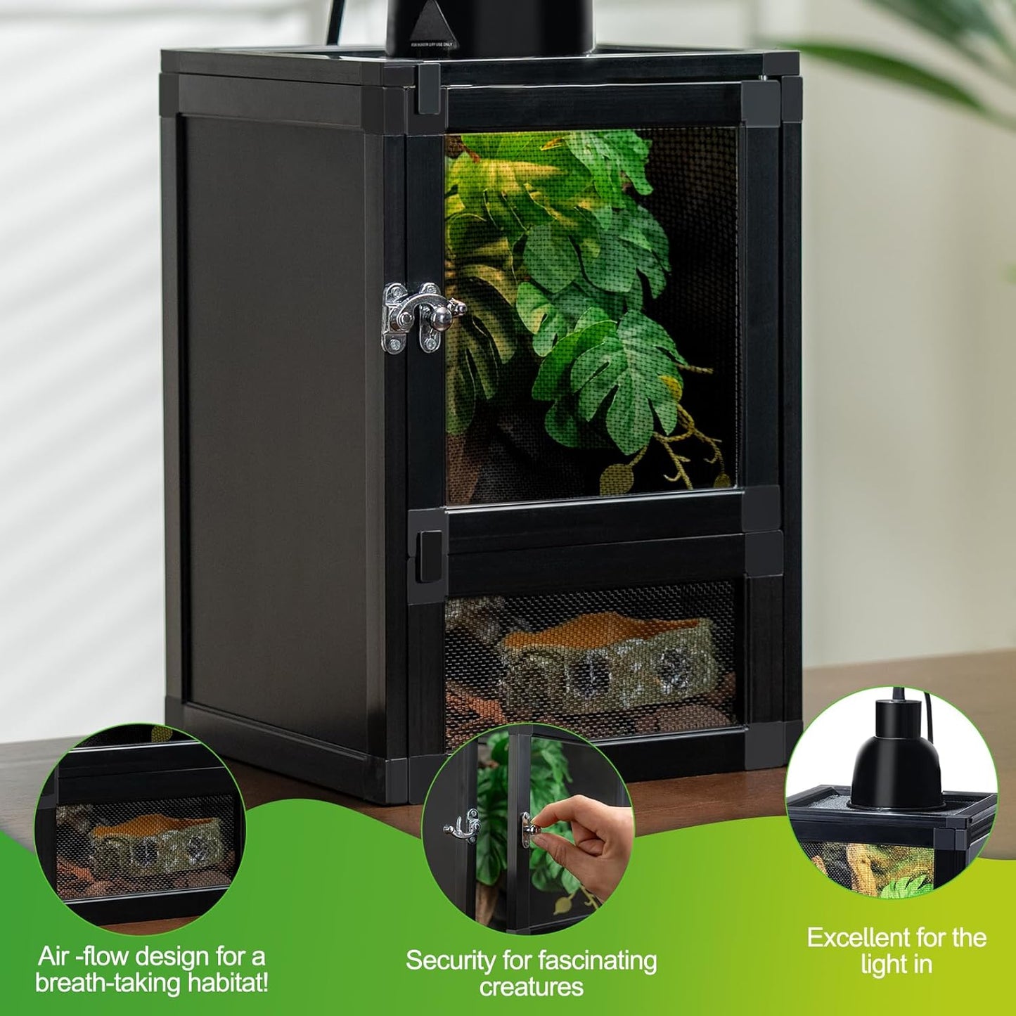 8" x 8" x 12" Reptile Terrarium 5-Pack, Small Hatching Cage with Screen & Acrylic Doors, Ventilated Habitat for Lizards, Frogs, Easy Assembly