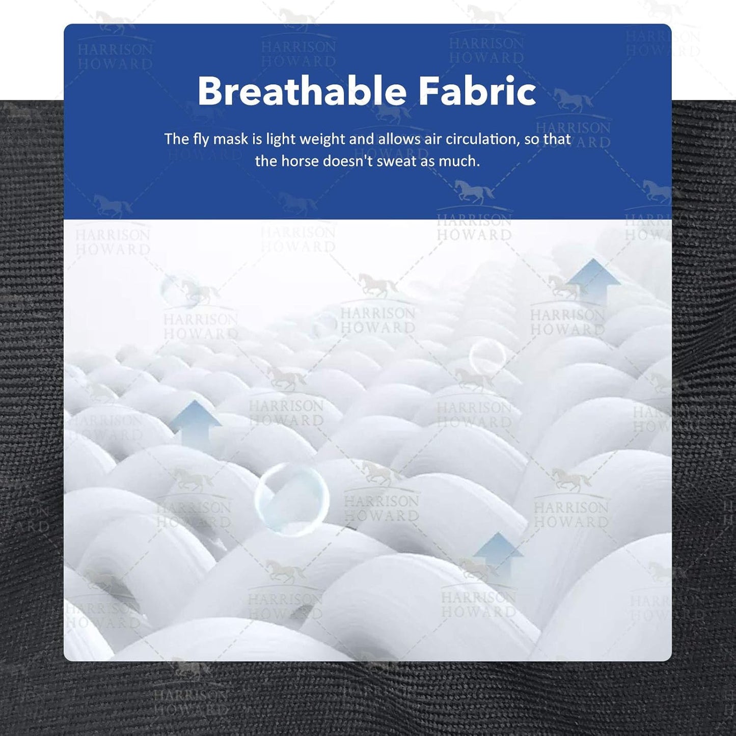 Harrison Howard Super Comfort Stretchy Fly Mask Large Eye Space with UV Protection Soft on Skin with Breathability Geo Feather L