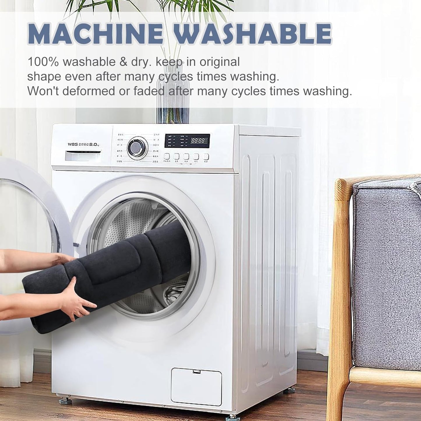 JoicyCo Soft Dog Bed Crate Pad Mat, 48 in Non-Slip Bottom Washable for Extra Large Dogs, Pet Mattress Kennel Pad, Dark Gray