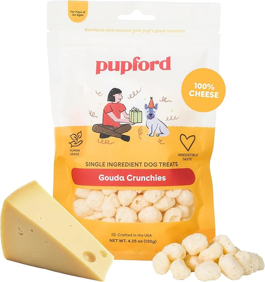 Pupford Cheese Crunchies, All-Natural, Healthy, Freeze Dried, Single-Ingredient Treat for Dogs & Puppies (Gouda, 7.50 oz)