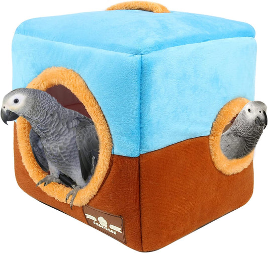 Large Size Parrot Nest House - Winter Warm Bird Snuggle Hut Hanging Birds House Cage Hideaway Cave Bed for Large Birds Amazon Parrots African Grey Cockatoos Macaws