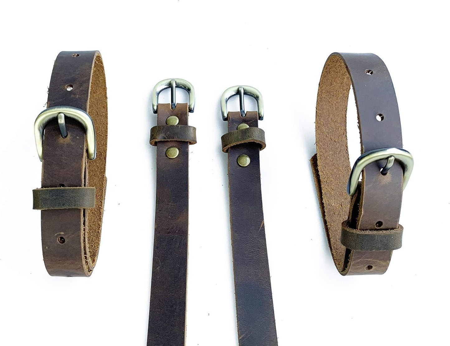 Jeereal Genuine Leather Stirrup Straps (4 Pack) with Metal Buckle Adjustable Length