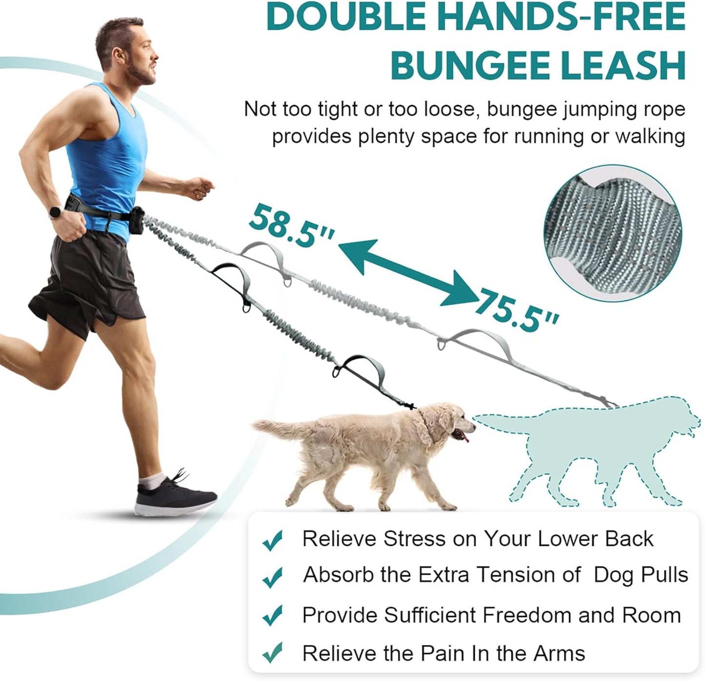 Hands Free Dog Leash with Pouch,Double Leash for Two Dogs