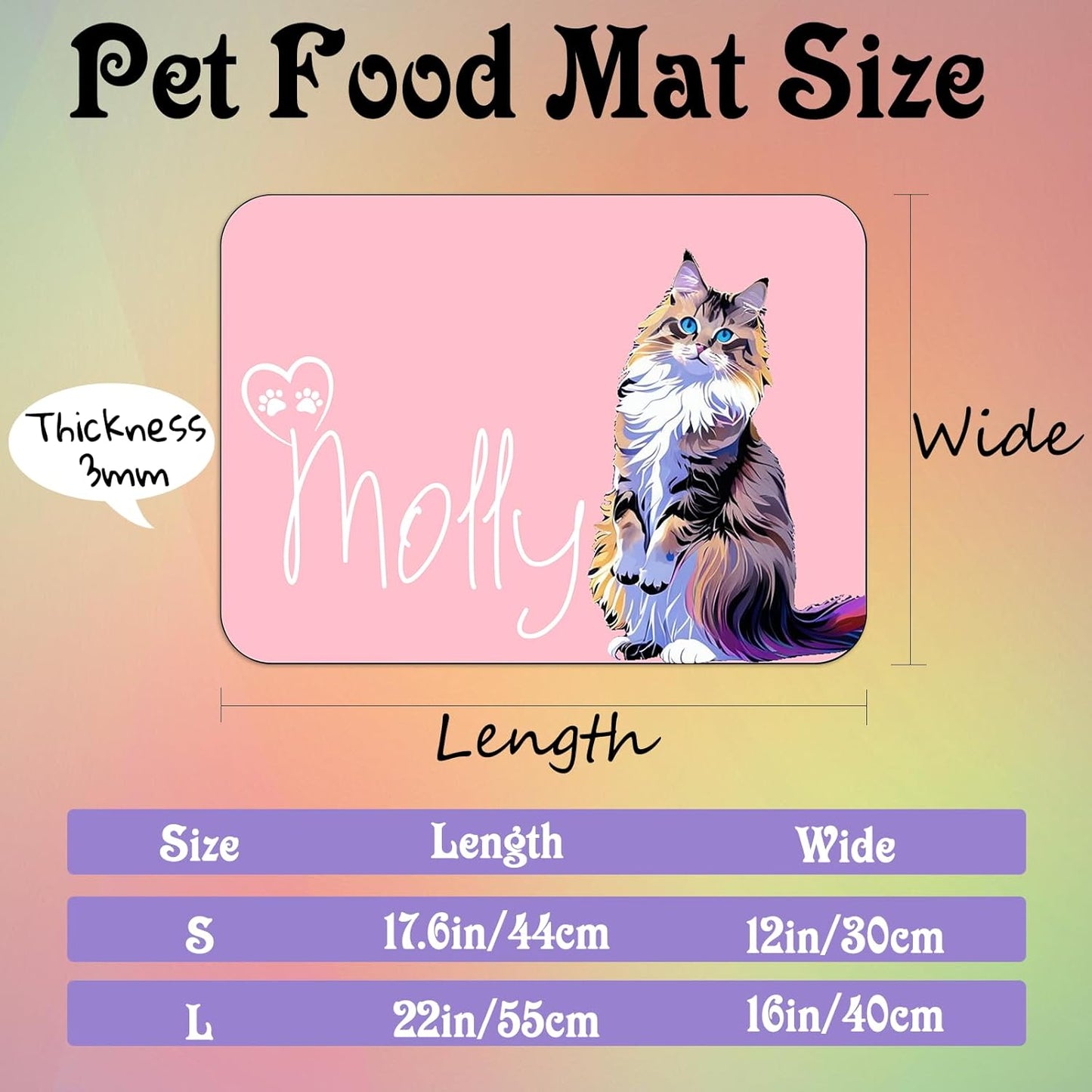 Personalized Dog Cat Feeding Mat Custom Pet Food Mat Waterproof Non-Slip Customized Puppy Name Photo Placemat Dish Rug Floor Protector Gifts for Pets Lover Pattern 3
