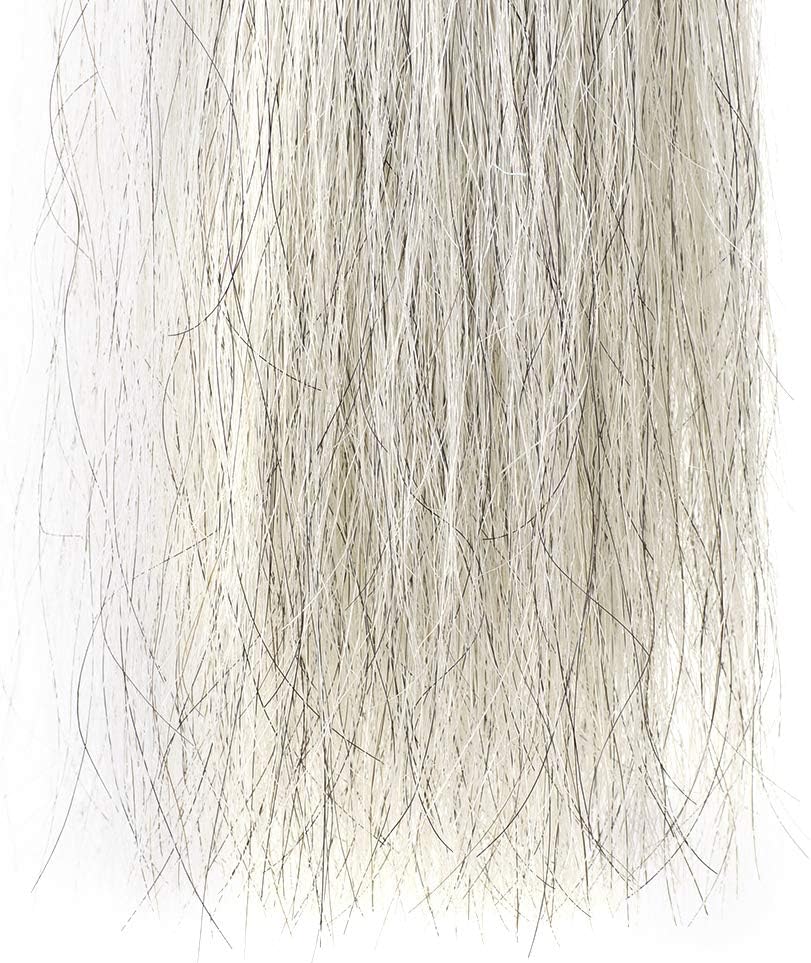 Horse Tail Extensions with Braided Horsehair Loop, Blunt Cut Bottom, 34-36 inches Long and 1 lb Weight (Light Gray)