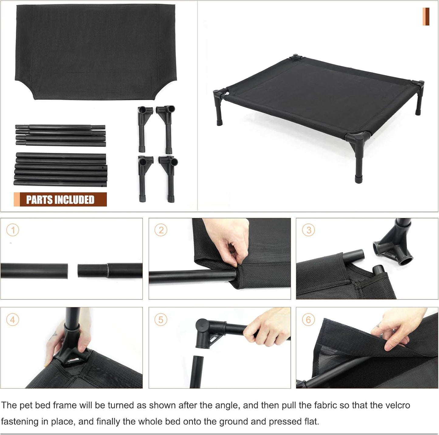 Elevated Dog Bed for Medium Dogs, Raised Cot Fits Up to 150 LBs, Heavy Duty With Durable Supportive Teslin Recyclable Washable Mesh, Indoor & Outdoor Use, Green