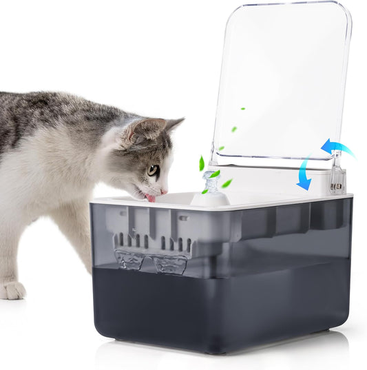 Cat Water Fountain Pet Water Dispenser Automatic Kitty Spout Flip Lid Water Fountain 106oz/3L Cordless Battery Operated for Small Dogs for Drinking Indoor with Motion Sensor Quiet Water Pump
