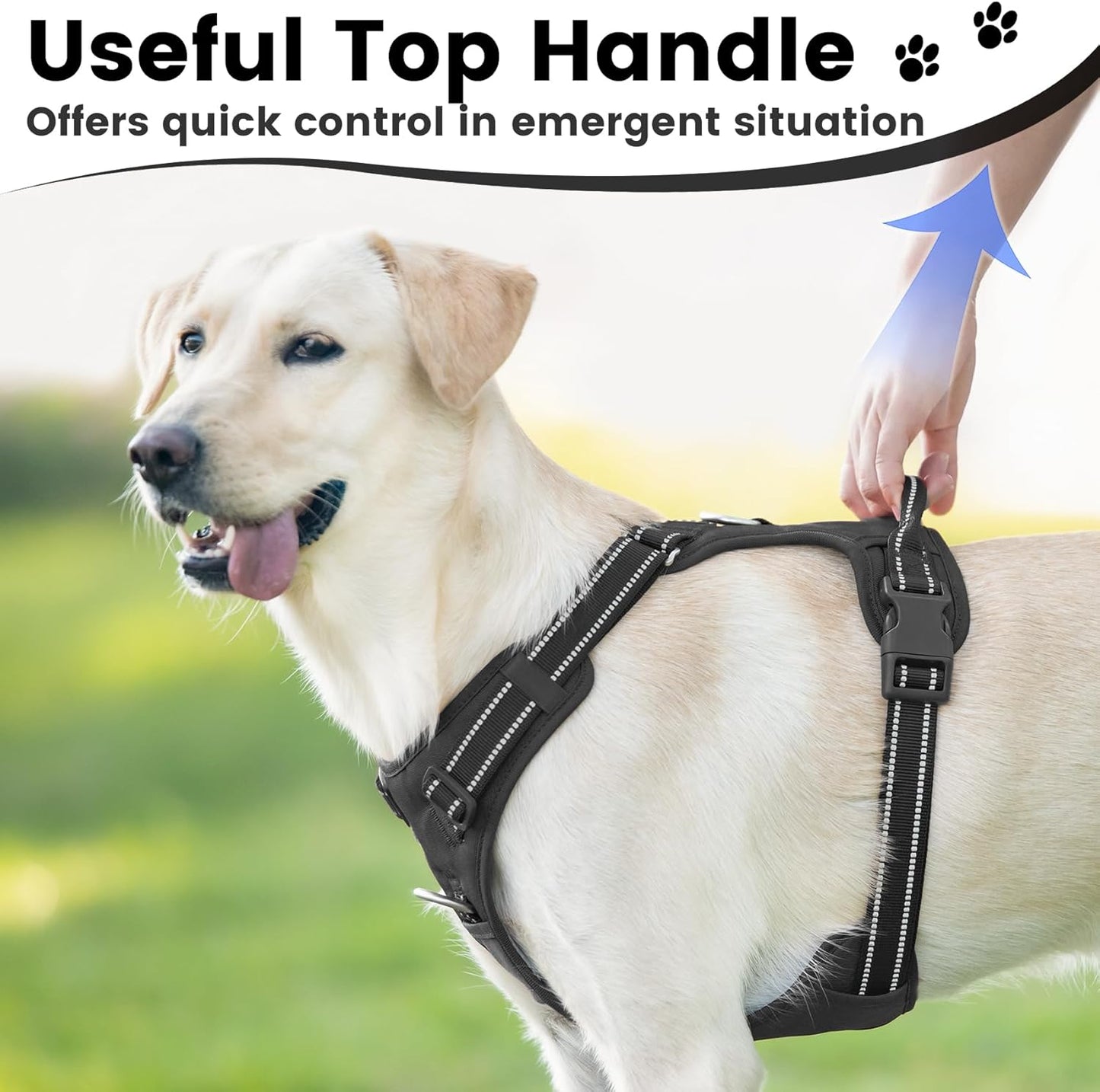 No Pull Dog Harness, Reflective Puppy Vest for Small Medium Large Sized Dog(Black,XL)